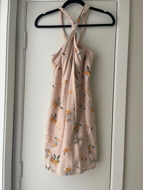 wild fable Peach Print One-Shoulder Tie-Back Sundress